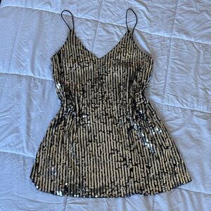 Oh Polly Silver and Black Sequin Mini Dress